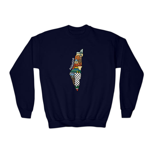 Kids | Palestine Map Artwork | Crewneck Sweatshirt |