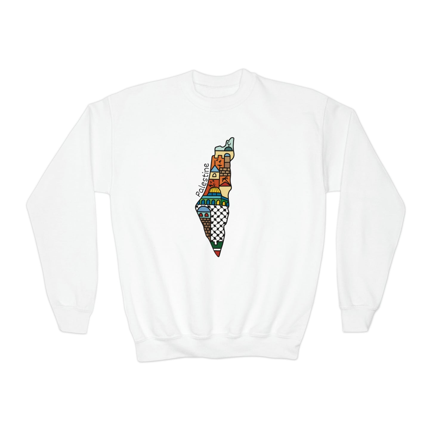 Kids | Palestine Map Artwork | Crewneck Sweatshirt