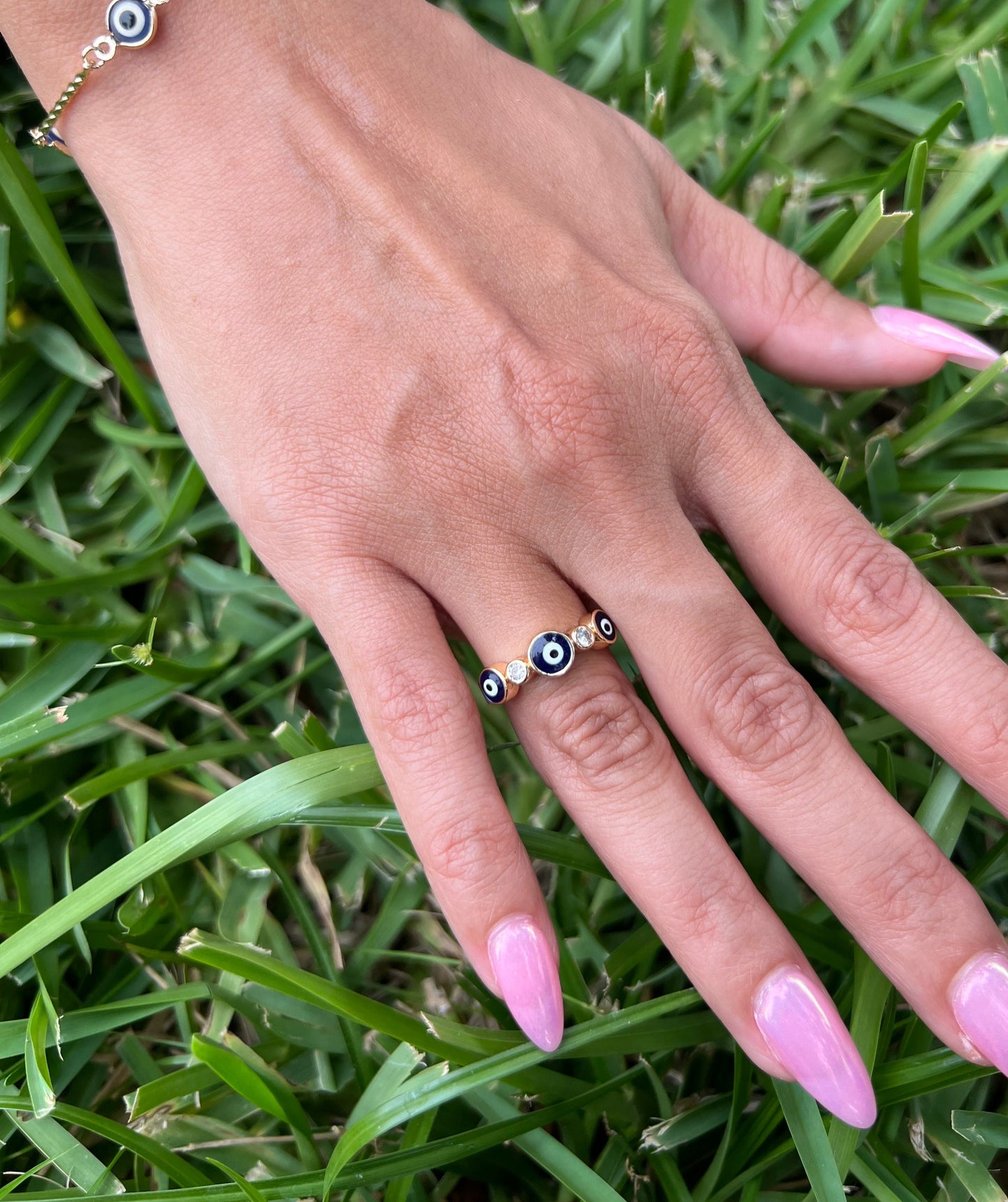 Noor & Love | Dark Blue Evil Eye Crystal Ring