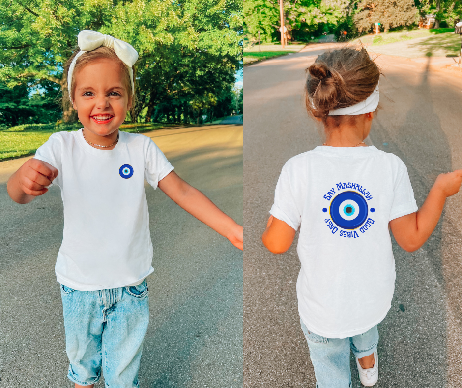 Kids | Evil Eye : Say Mashallah : Good Vibes Only | Short Sleeve Tee