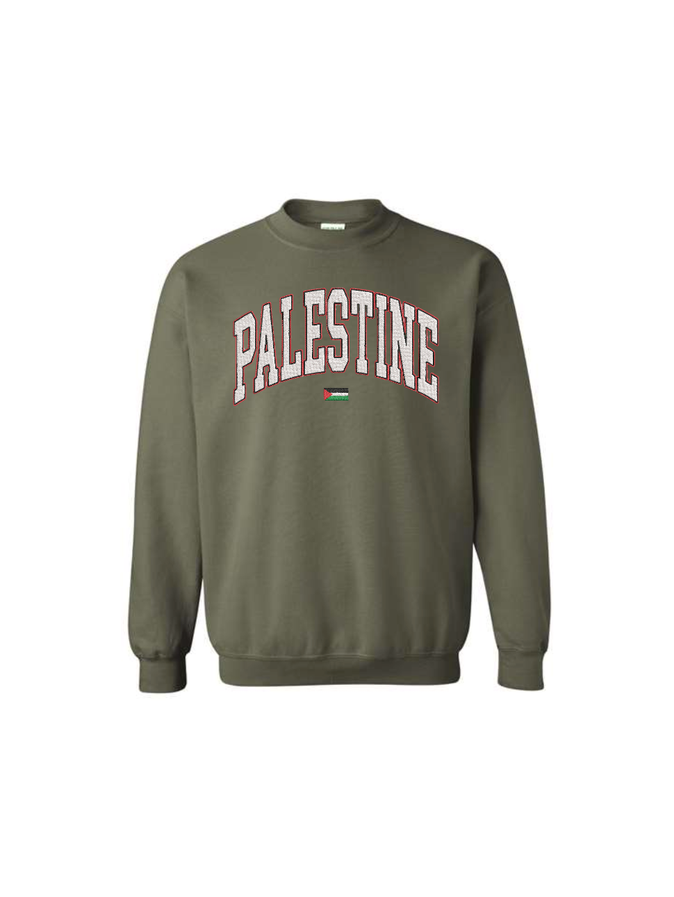 Embroidered Palestine Varsity Letters | Crewneck Sweatshirt